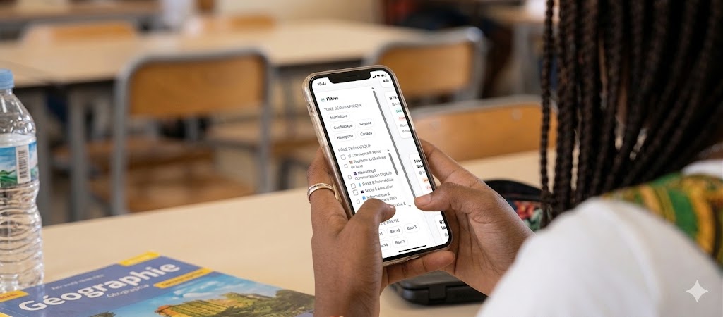 Une parent consulte les formations sur Dékole depuis son ordinateur